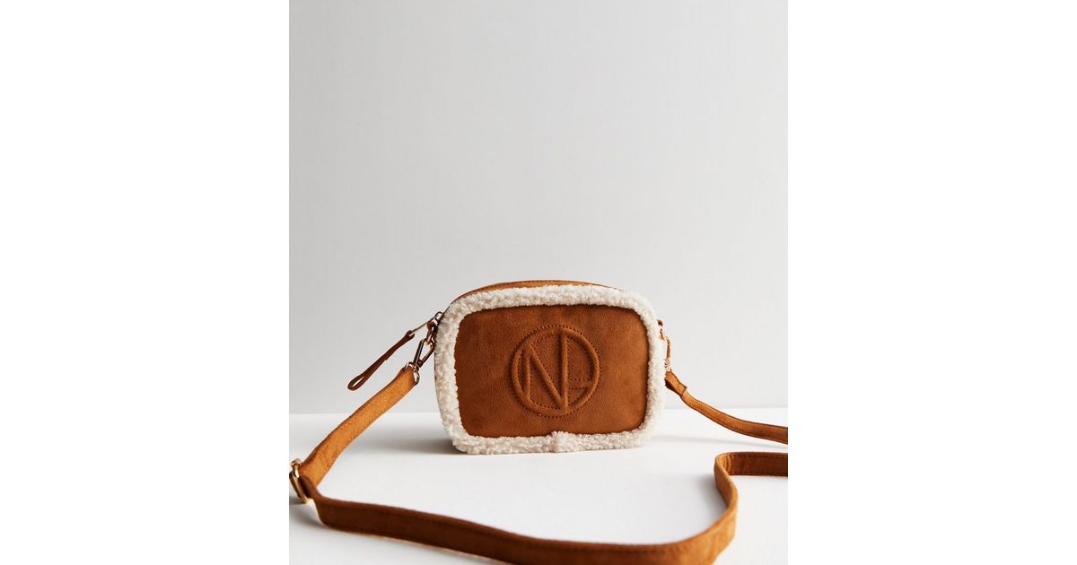 Tan Suedette Piped Cross Body Bag New Look