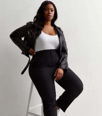 Stretch black 2025 trousers plus size