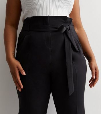 Womens black paperbag trousers hotsell