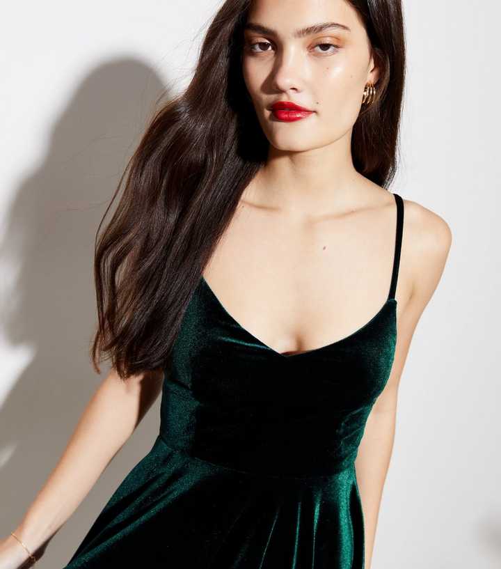 emerald green velvet skater dress Dancing Queen 1955 Long Quinceanera Dress Hunter Green / Small main image 1