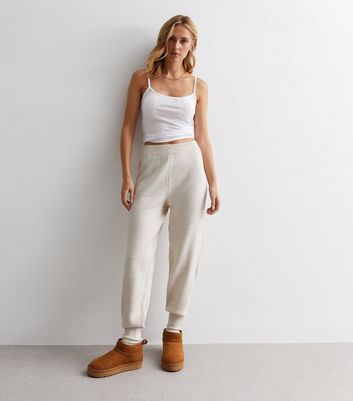 Cream Knit Lounge Joggers New Look