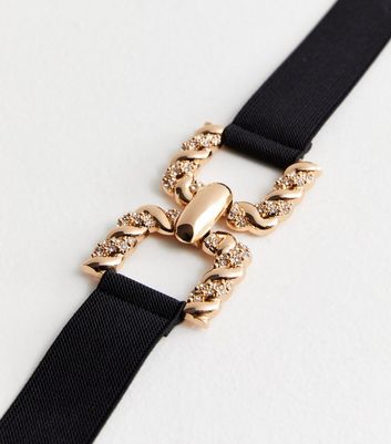 Elastic belt with 2025 gold buckle