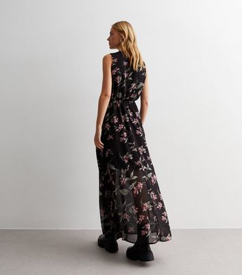 Black wrap 2024 front maxi dress