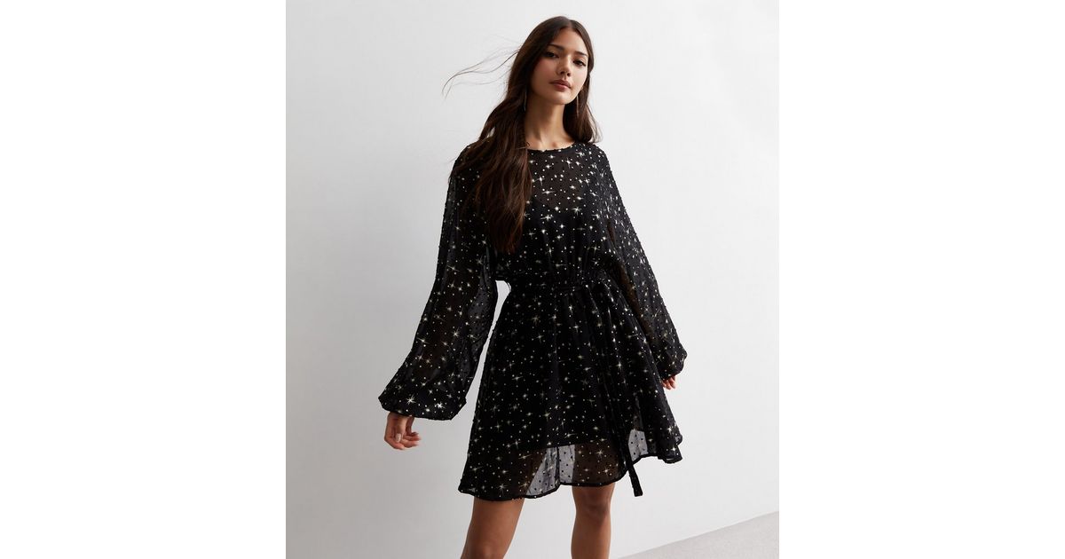princess polly baby blue dress Starry Eyed Premium galaxy embellished velvet bandeau mini dress in black main image 1