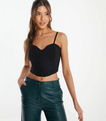 QUIZ Black Corset Crop Top New Look