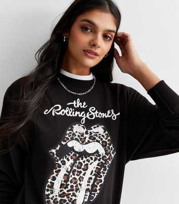 Black The Rolling Stone Leopard Logo Sweatshirt
