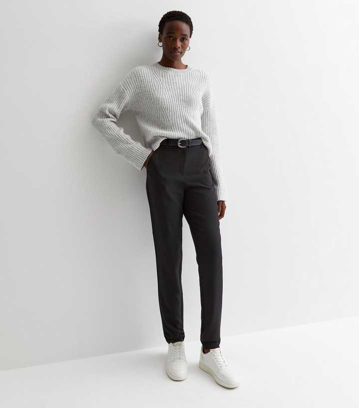 Tall Black High Waist Slim Fit Trousers