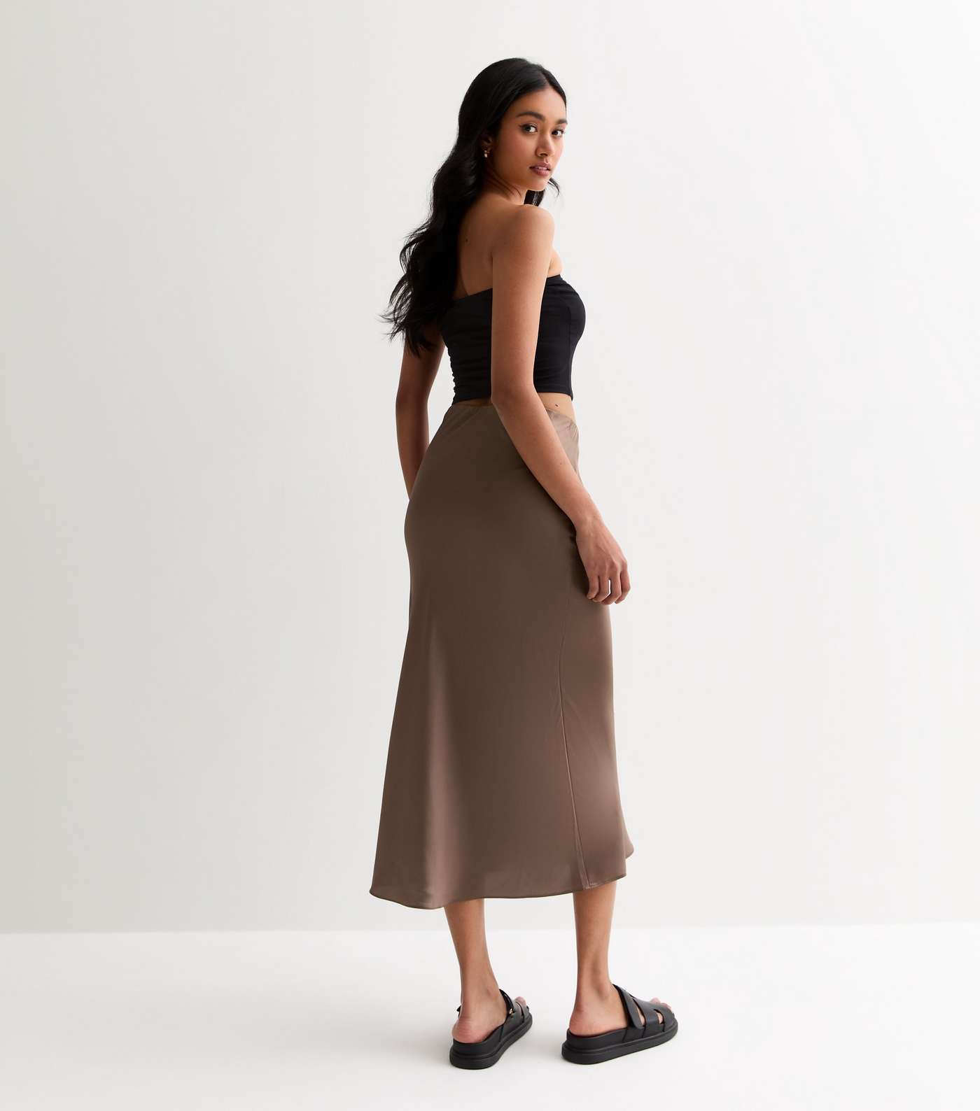 Mink Satin Midi Skirt Image 4