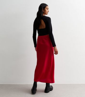 Black and 2025 red satin skirt