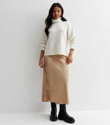 Petite Gold Satin Midaxi Skirt