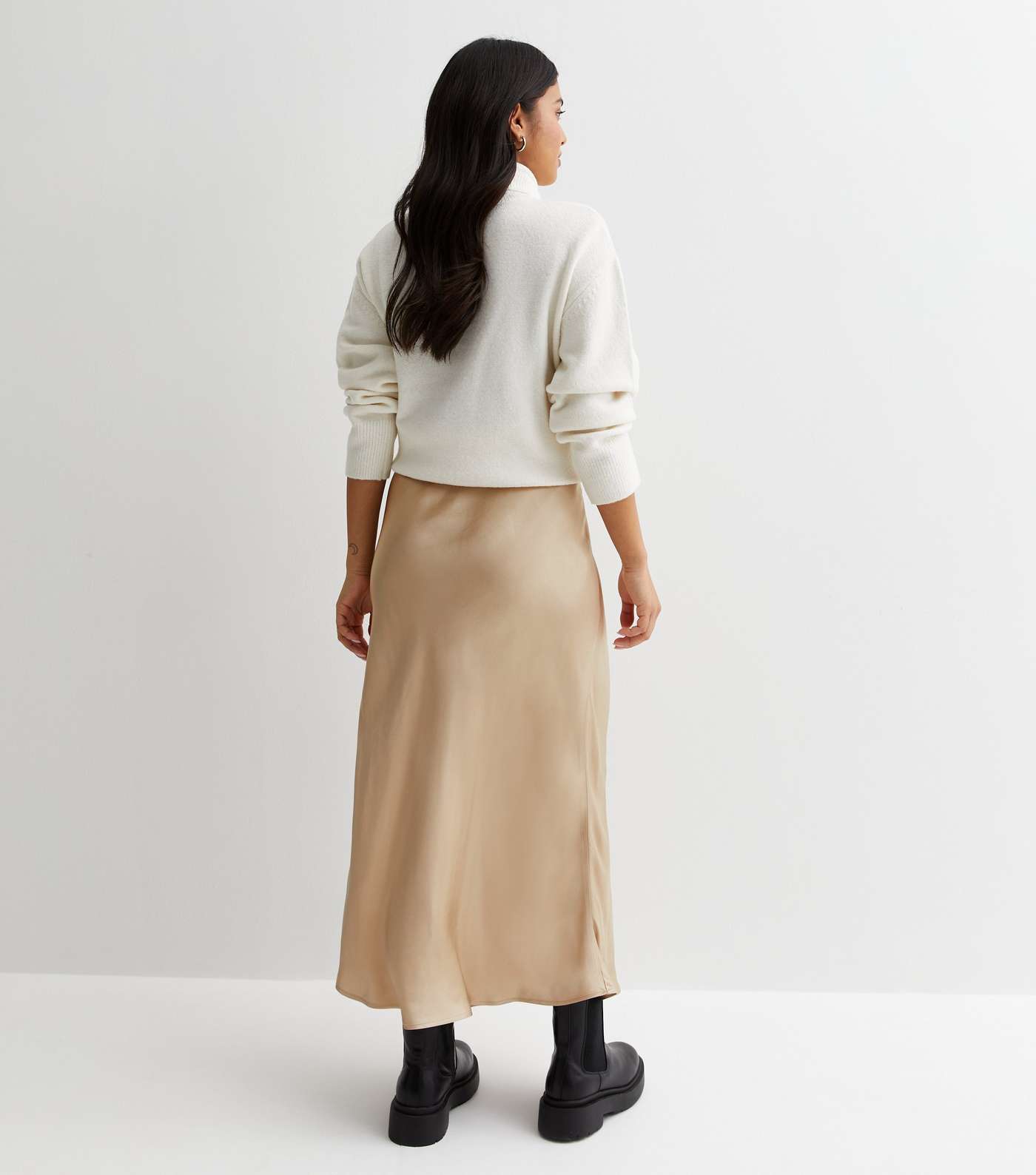Petite Gold Satin Midaxi Skirt Image 4