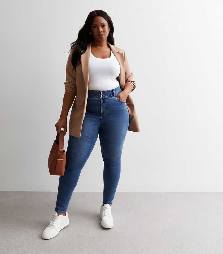 Curves Blue Lift & Shape High Waist Yazmin Skinny Jeans