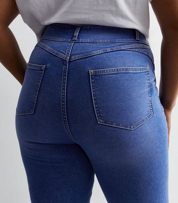 Curves Bright Blue Lift & Shape High Waist Yazmin Skinny Jeans New Look