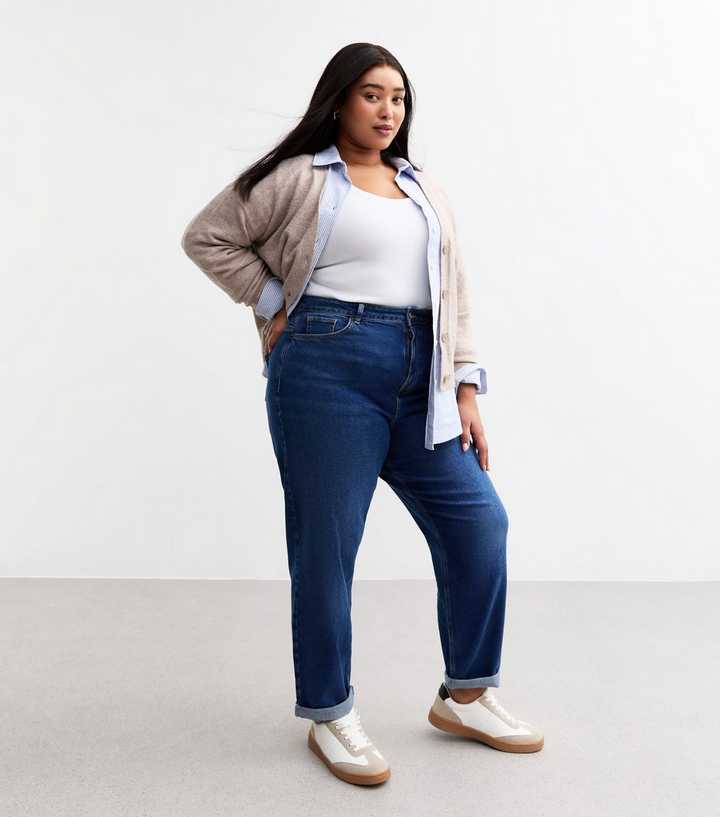 Curves Blue High Waist Tori Mom Jeans