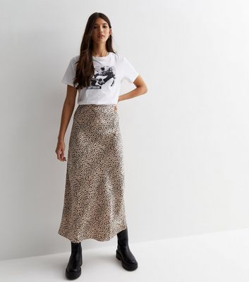 Brown Animal Print Bias Cut Midaxi Skirt New Look