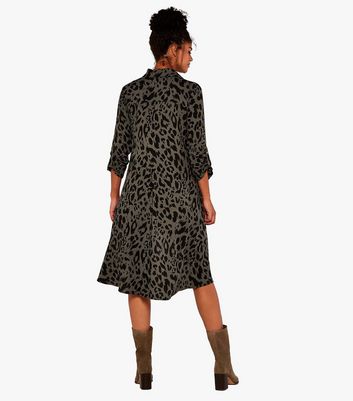 New look khaki leopard print dress best sale