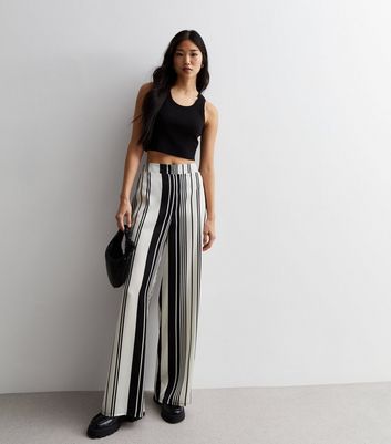 Off White Stripe Trousers New Look