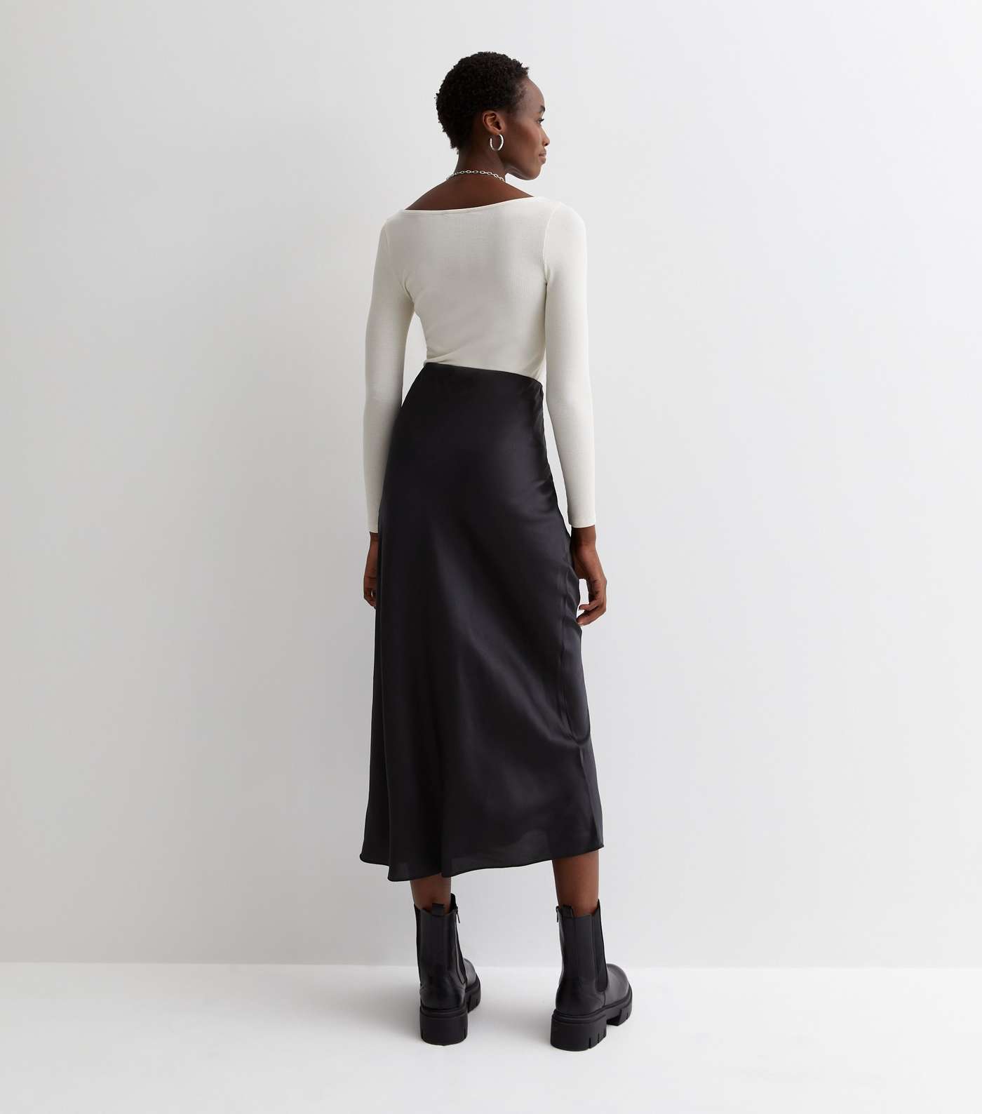 Tall Black Satin Midi Skirt | New Look