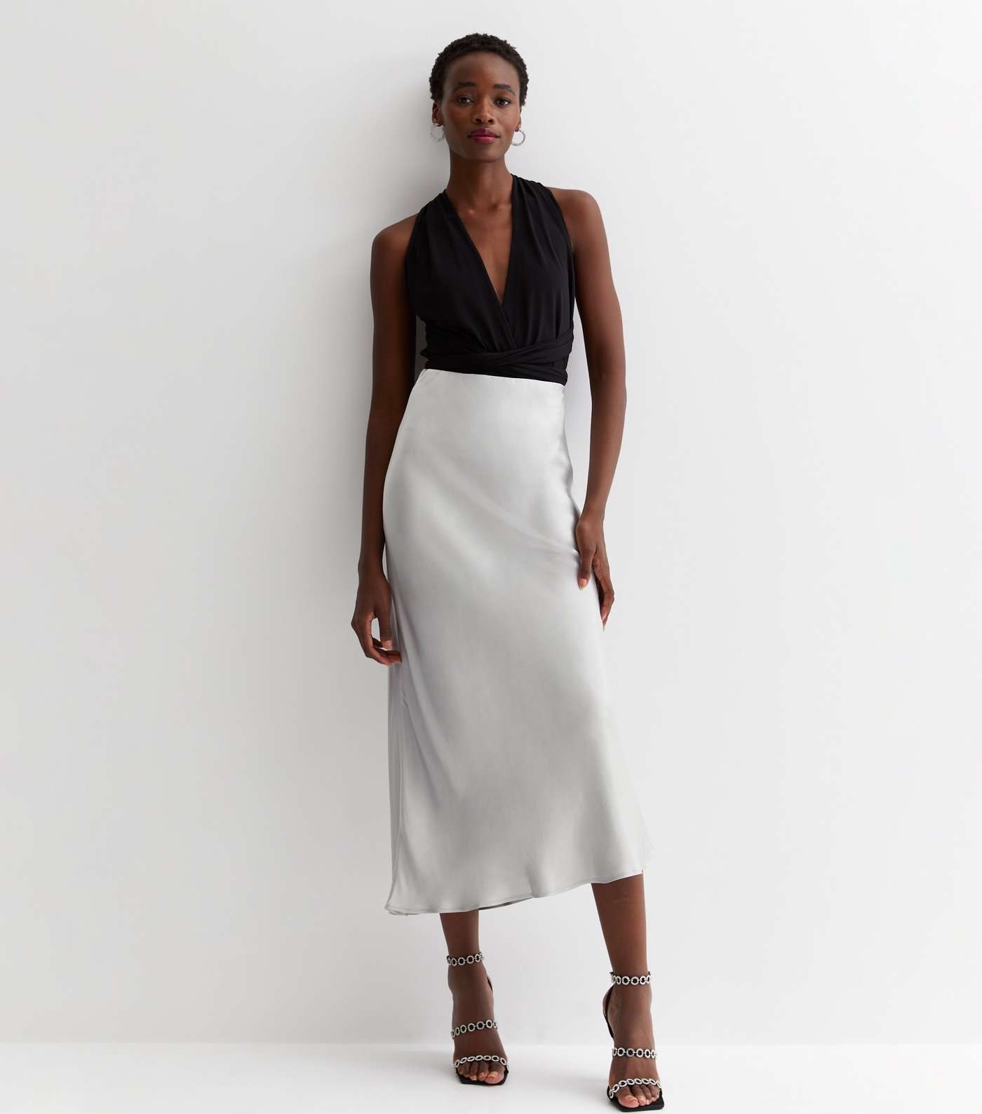 Tall Silver Satin Midaxi Skirt Image 3