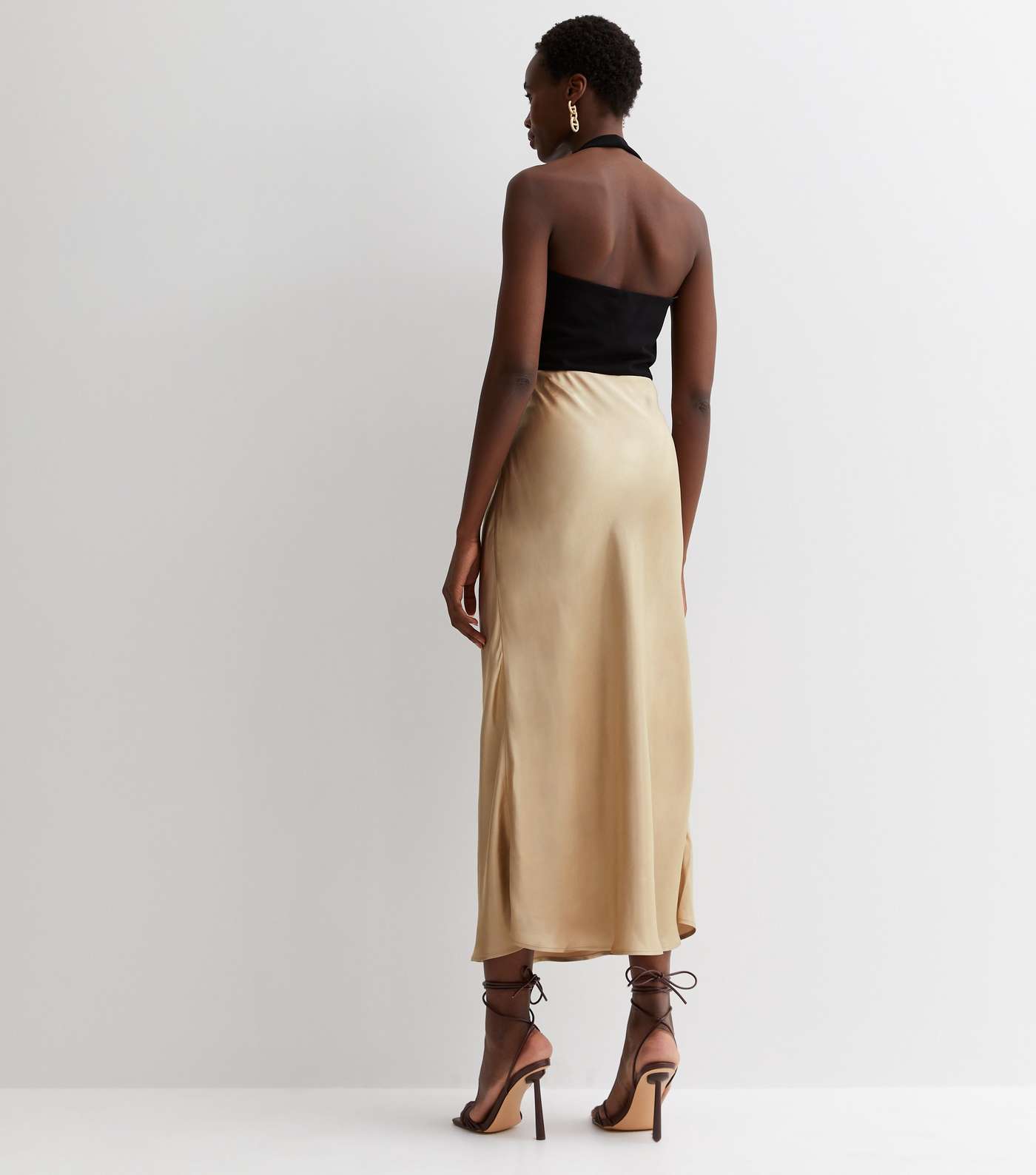 Tall Gold Satin Midaxi Skirt Image 4