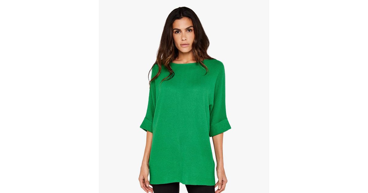 Apricot Green Brushed Waffle Knit Batwing Top New Look