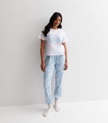 Blue Jogger Pyjama Set with Cosy Winter Vibes Logo New Look