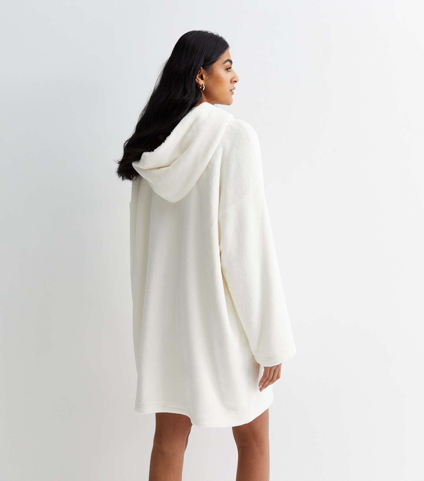 Off White Fleece Blanket Hoodie Image 4