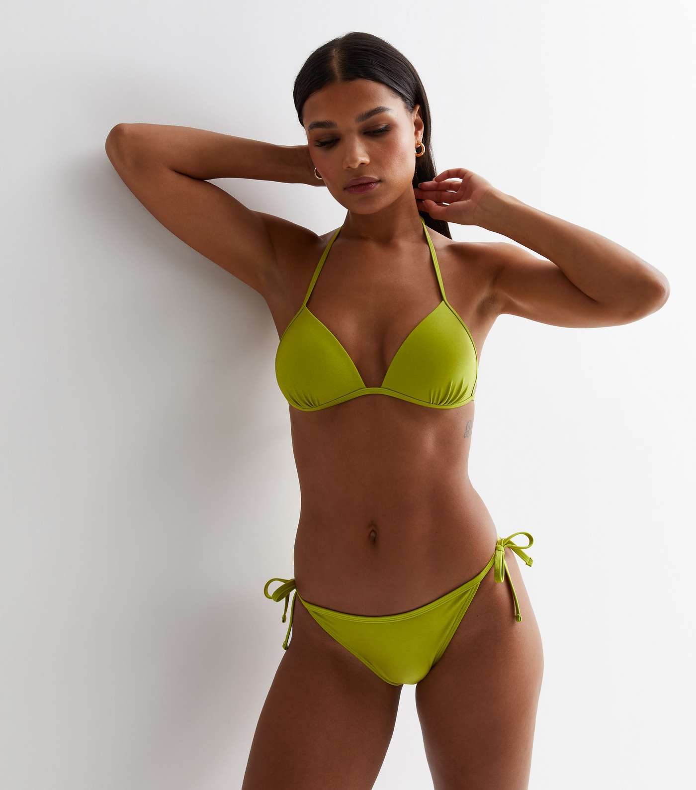 Lime Green Moulded Triangle Bikini Top Image 3