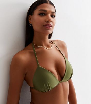 Olive green shop bikini top