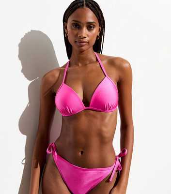 Bright Pink Moulded Triangle Bikini Top