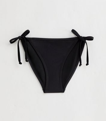 Black Tie Side Bikini Bottoms New Look