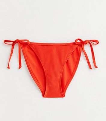 Red Tie Side Bikini Bottoms | New Look