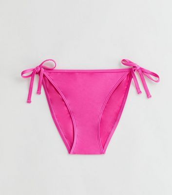 Bright Pink Tie Side Bikini Bottoms New Look