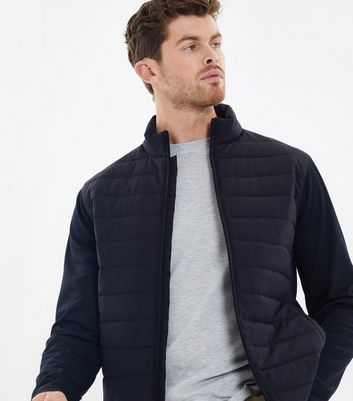 Mens quilted jacket deals with knitted sleeves