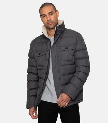 Threadbare Dark Grey Padded Jacket | New Look