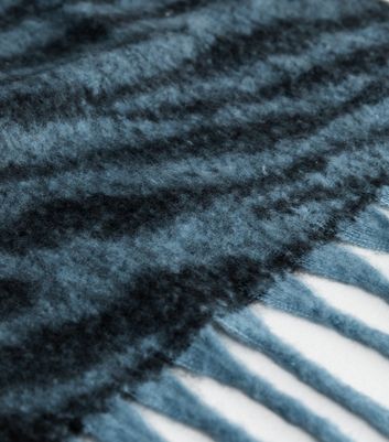 ONLY Blue Zebra Print Brushed Scarf New Look