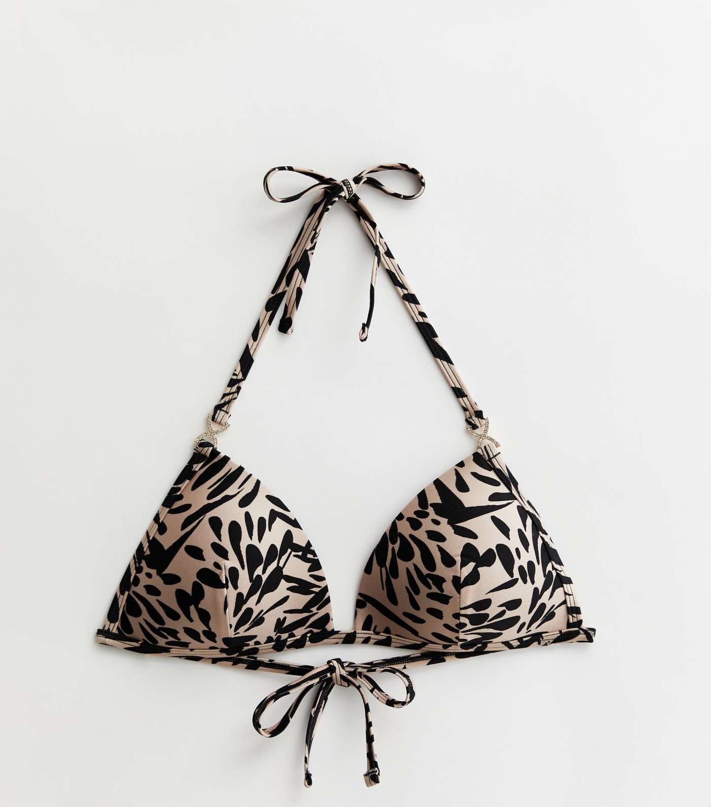Brown Animal Print Moulded Triangle Bikini Top Image 5