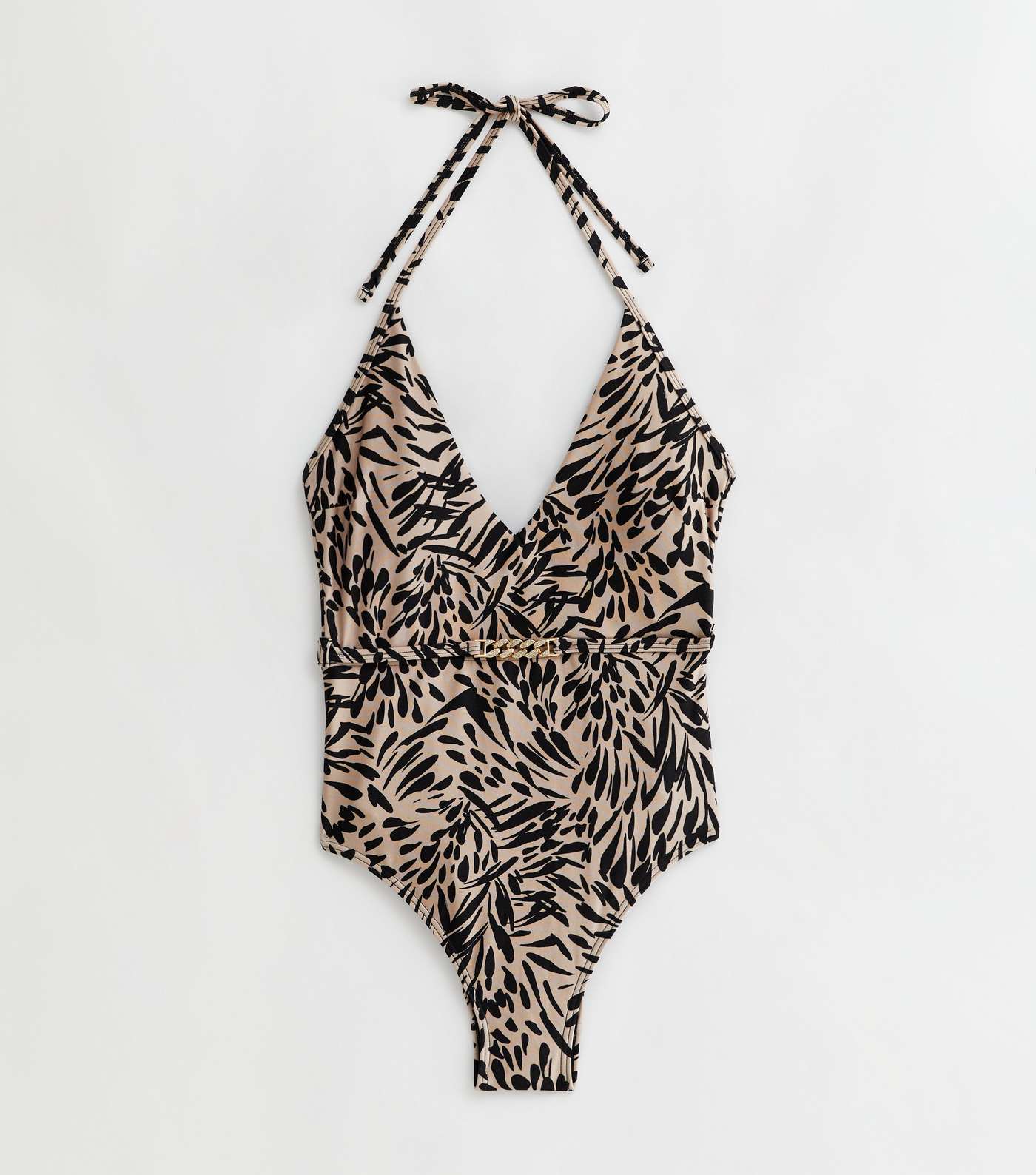 Brown Animal Print Belted Swimsuit Image 5