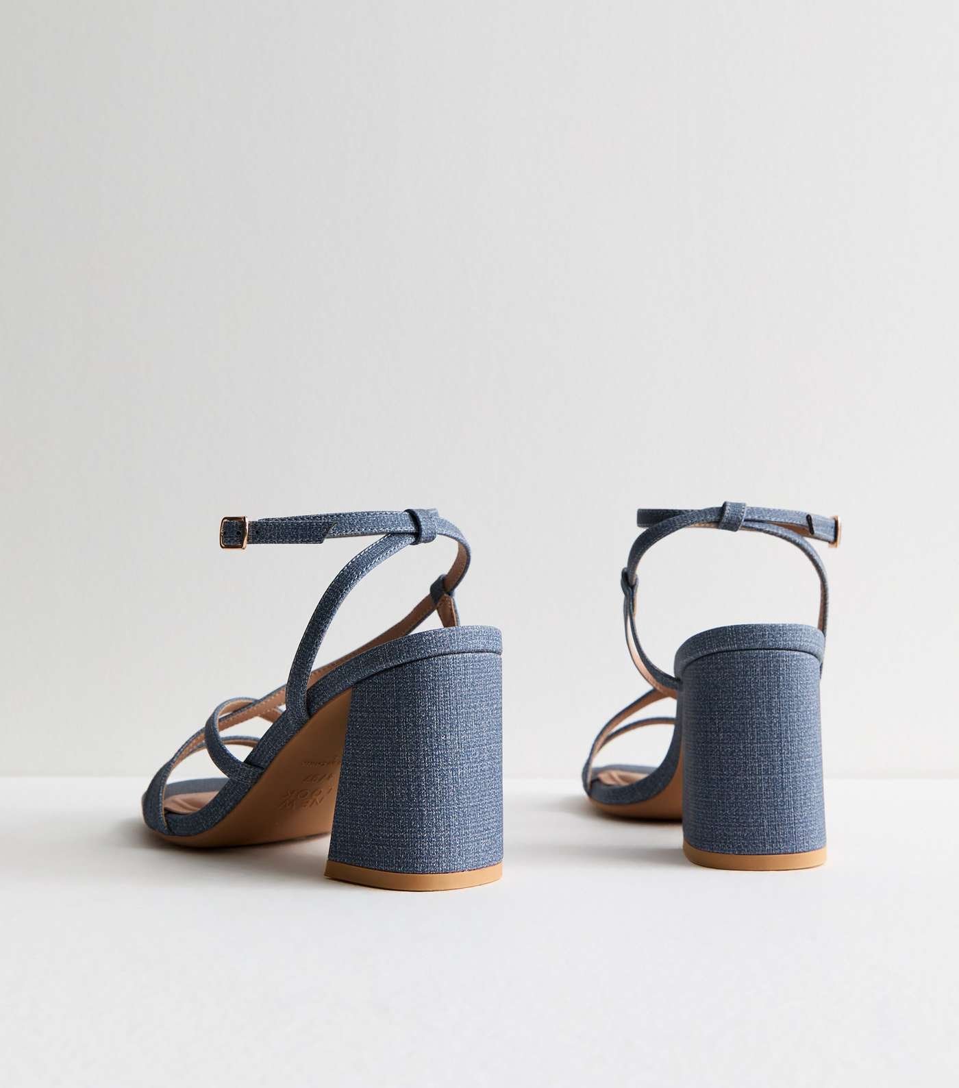 Blue Denim Strappy Block Heel Sandals Image 4