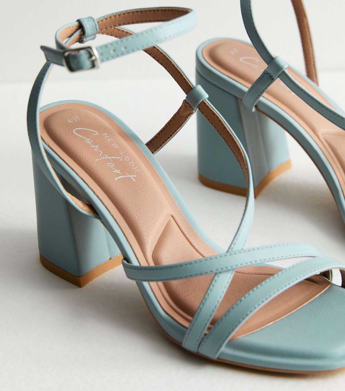 Pale Blue Strappy Block Heel Sandals Image 5