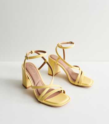 Yellow Strappy Block Heel Sandals