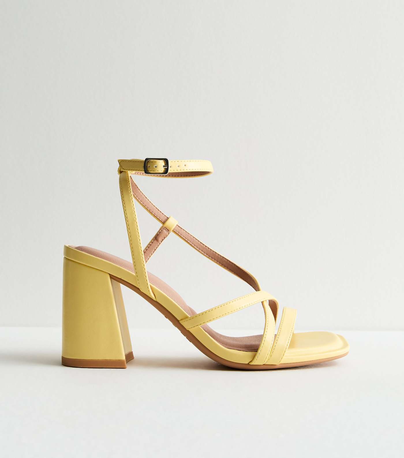 Yellow Strappy Block Heel Sandals Image 3