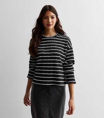 Black Stripe Cable Long Sleeve Top