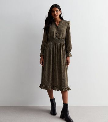 New look khaki sales leopard print dress