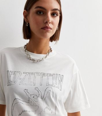Off-White Cotton Led Zeppelin Logo T-Shirt