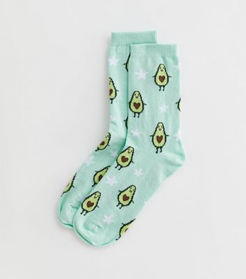 Light Green Avocado Print Socks New Look