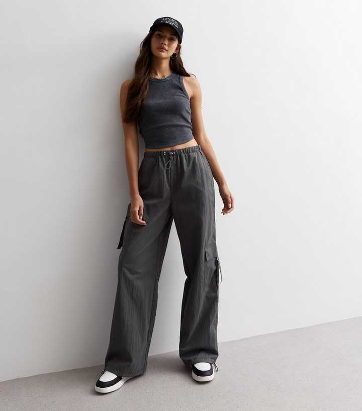 Cargo Parachute Pants Grey - LADYLIKE FASHION