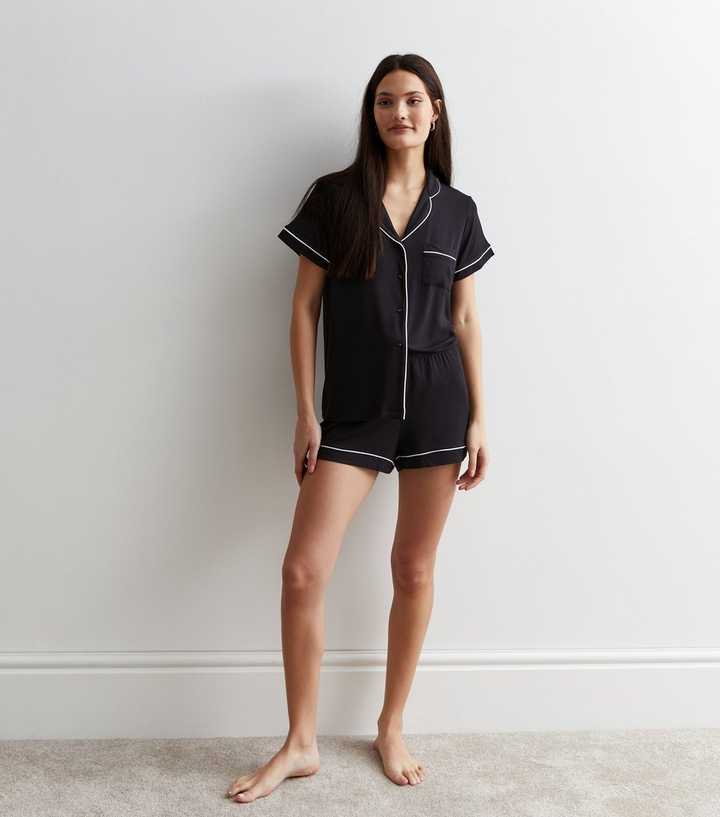 Pink Satin Pajamas Romper Pajamas Victoria's Secret Black Short