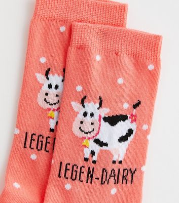 Coral Legendairy Logo Cow Print Socks New Look