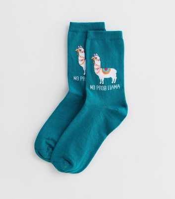 Dark Green No Prob Llama Logo Socks